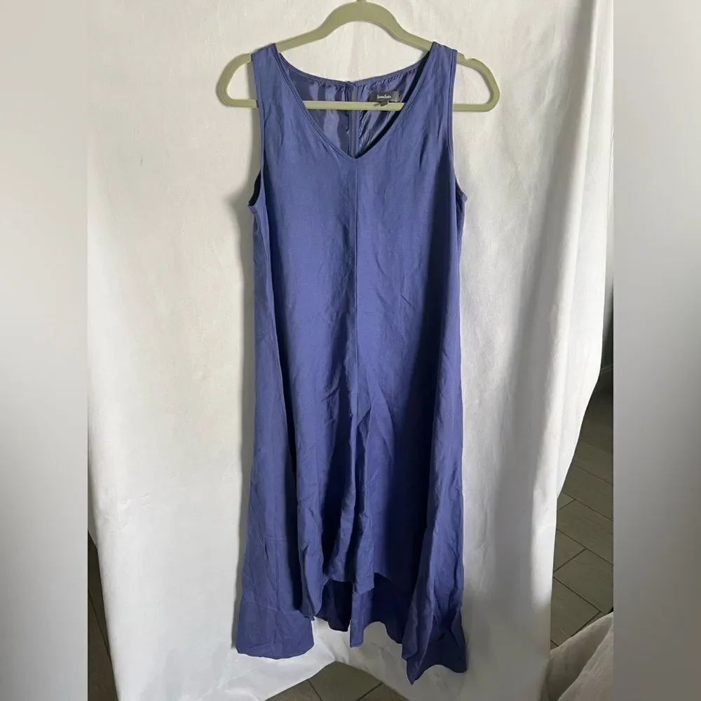 Neiman Marcus Linen Blend Midi Dress Lagenlook Purple/ Blue size M